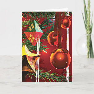 Christmas tree ornaments holiday card