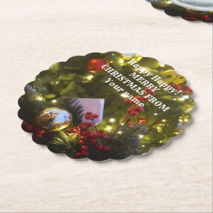 Christmas tree ornaments paper coaster