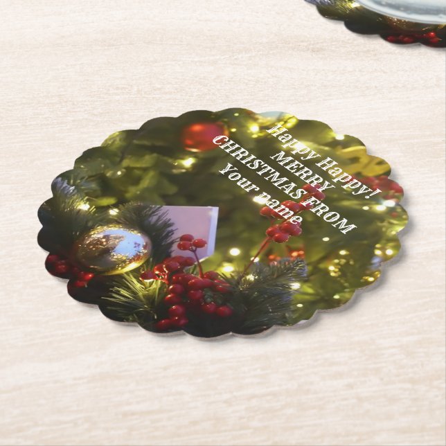 Christmas tree ornaments paper coaster (Angled)