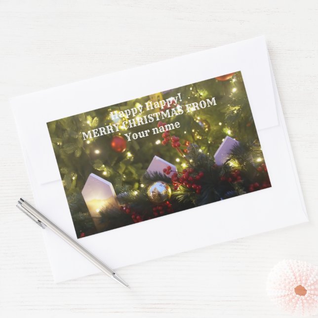 Christmas tree ornaments rectangular sticker (Envelope)