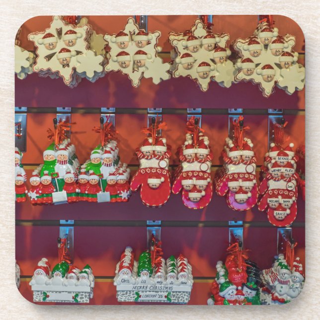 Christmas Tree ornaments square coasters (Front)