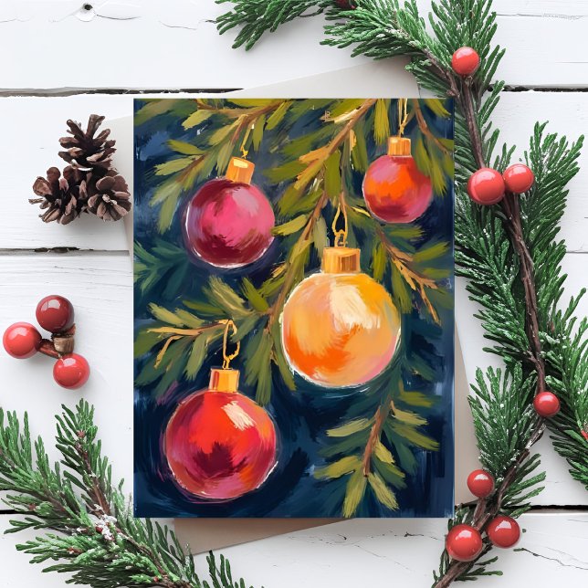 Christmas Tree Ornaments Watercolor Holiday Postcard (Creator Uploaded)