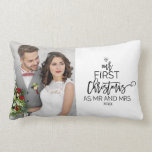 Christmas Tree Our First Christmas as Mr and Mrs Lumbar Cushion<br><div class="desc">This christmas tree "our first christmas as mr and mrs" throw pillow is the perfect romantic holiday decoration and keepsake. The design features a diamond ring, and the words "our first christmas as mr and mrs" with the year all arranged to look like a christmas tree. Add your favourite wedding...</div>