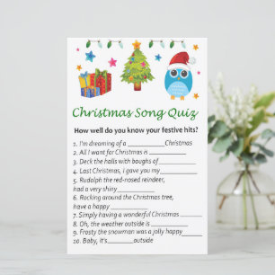 Christmas tree Owl christmas song quiz game