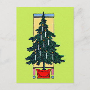 Christmas Tree Painting Holiday Postcard