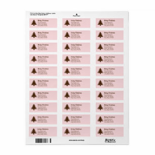 Christmas Tree Pale Pink and Brown Return Address
