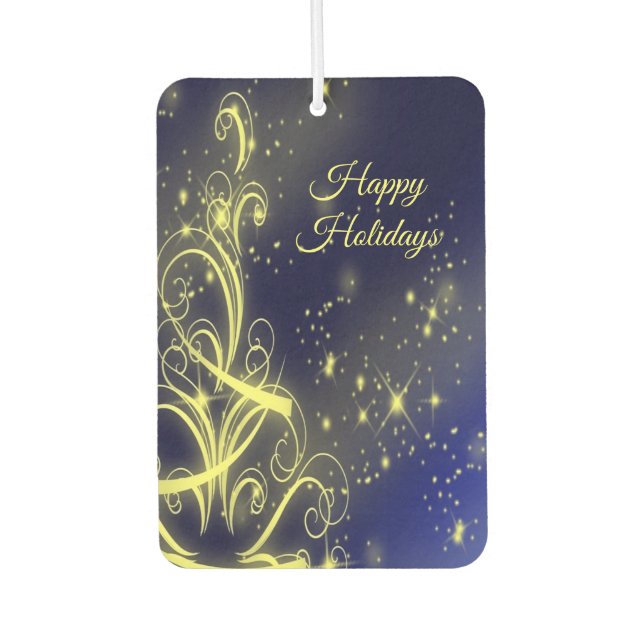 Christmas Tree Party Gold Stars Navy Blue Holidays Car Air Freshener (Front)