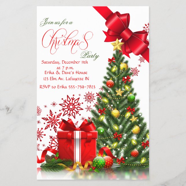 Christmas tree party invitation flyer (Front)