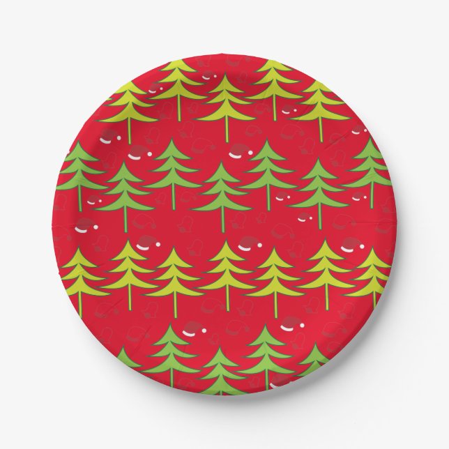 Christmas Tree Party Paper Plate (Front)