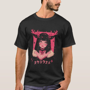 Christmas Tree Pastel Anime Girl Waifu sweet Holid T-Shirt