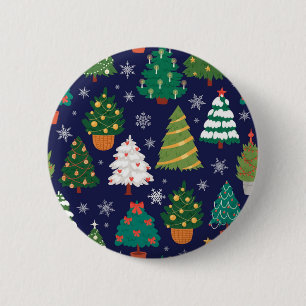 Christmas tree pattern 6 cm round badge