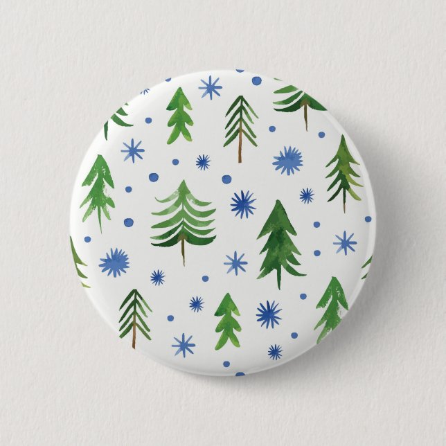Christmas tree pattern 6 cm round badge (Front)