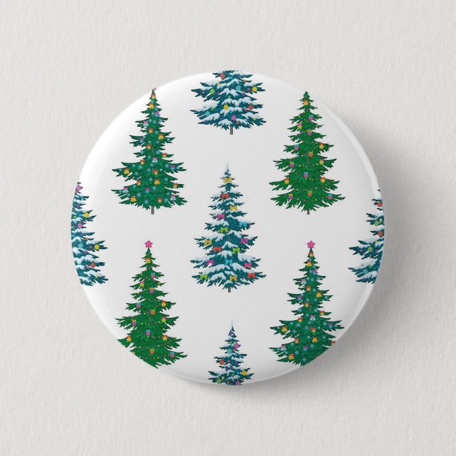 Christmas tree pattern 6 cm round badge (Front)