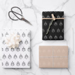 Christmas Tree Pattern Black And White Blush Green Wrapping Paper Sheet<br><div class="desc">Digital Art</div>