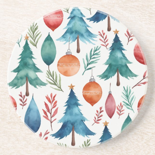 Christmas Tree Pattern Coaster (Front)