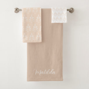 Christmas Tree Pattern Coffee Punch Blush Vanilla Bath Towel Set