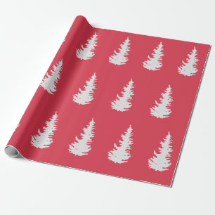 Christmas Tree Pattern Elegant Red White Gift Wrapping Paper