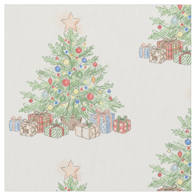 Christmas Tree Pattern Fabric (Close Up)