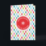 CHRISTMAS TREE PATTERN festive modern minimal red Card<br><div class="desc">by kat massard >>> kat@simplysweetPAPERIE.com <<< Stylish & festive, Christmas tree pattern design with your own personalised holiday logo. Share the joy! - - - - - - - - - - - - - - - - - - - - Matching items available from my store - check it...</div>