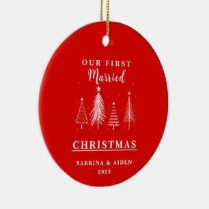 Christmas Tree Pattern   First Married Christmas  Ceramic Tree Decoration
