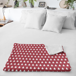 Christmas Tree Pattern Geometric Scandi Dark Red Sherpa Blanket