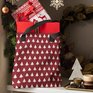 Christmas Tree Pattern   Geometric Scandi Dark Red Tote Bag