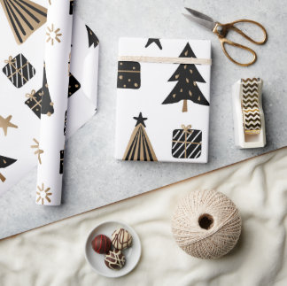 Christmas Tree pattern | Gold | Minimalistic Wrapping Paper