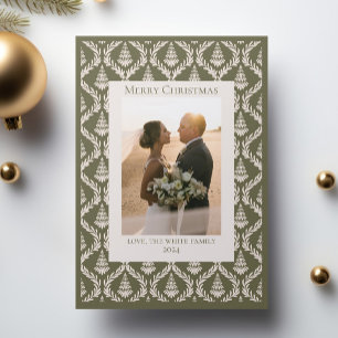 Christmas Tree Pattern Holiday Card with Photo