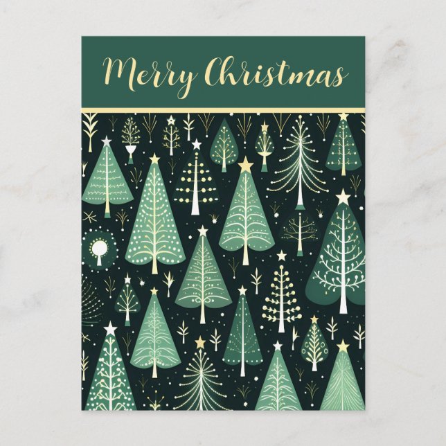 Christmas Tree Pattern Holiday Postcard (Front)