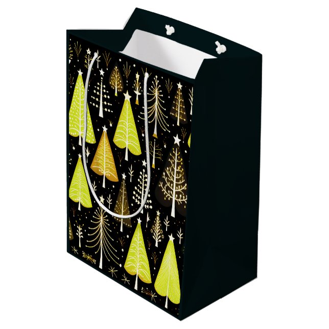 Christmas Tree Pattern Medium Gift Bag (Back Angled)