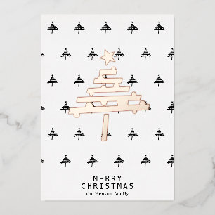 Christmas Tree Pattern Minimalist Gold Rose