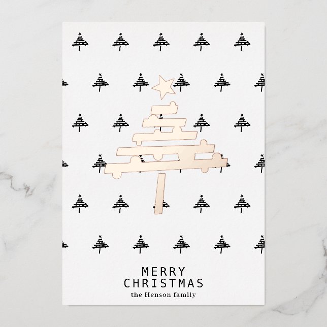 Christmas Tree Pattern Minimalist Gold Rose (Front)