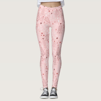 Christmas Tree Pattern Pink Leggings