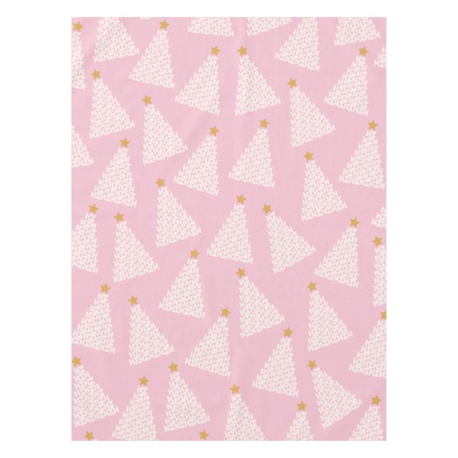 Christmas Tree Pattern Pink Tablecloth (Front)