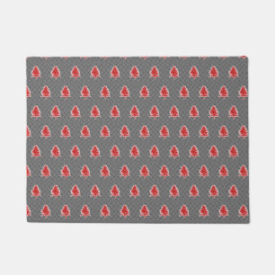 Christmas Tree Pattern Plaid Background Holiday  Doormat