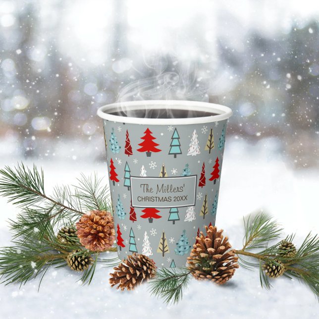 Christmas Tree Pattern Red and Blue ID175 Paper Cups (Creator Uploaded)