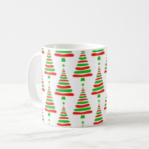 Christmas tree pattern red and green doodle b coffee mug