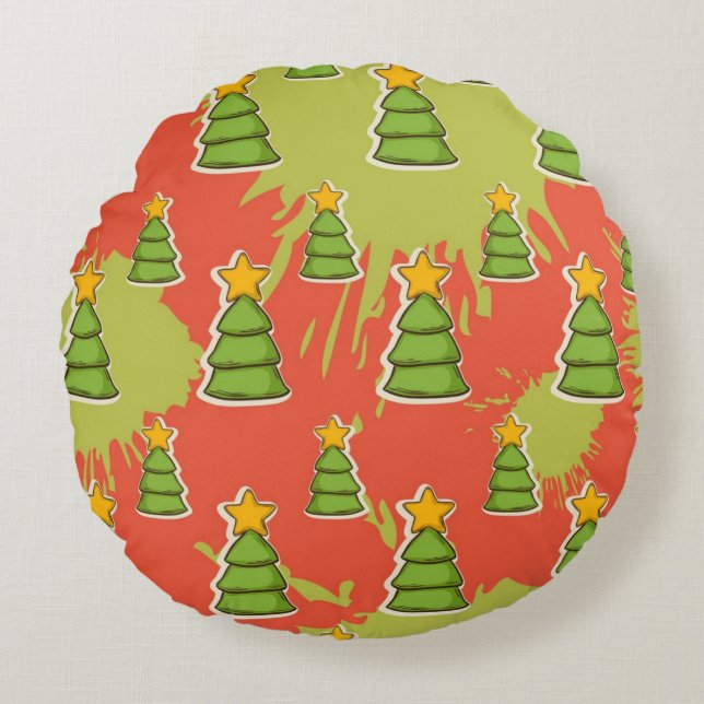 Christmas tree pattern round cushion (Front)