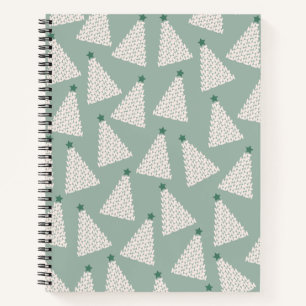 Christmas Tree Pattern Sage Green Notebook
