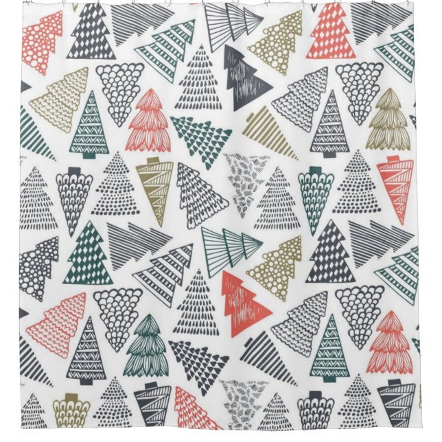 Christmas tree pattern shower curtain (Front)