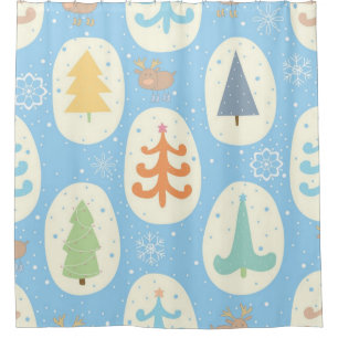 Christmas tree pattern shower curtain