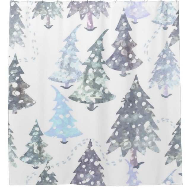 Christmas tree pattern shower curtain (Front)