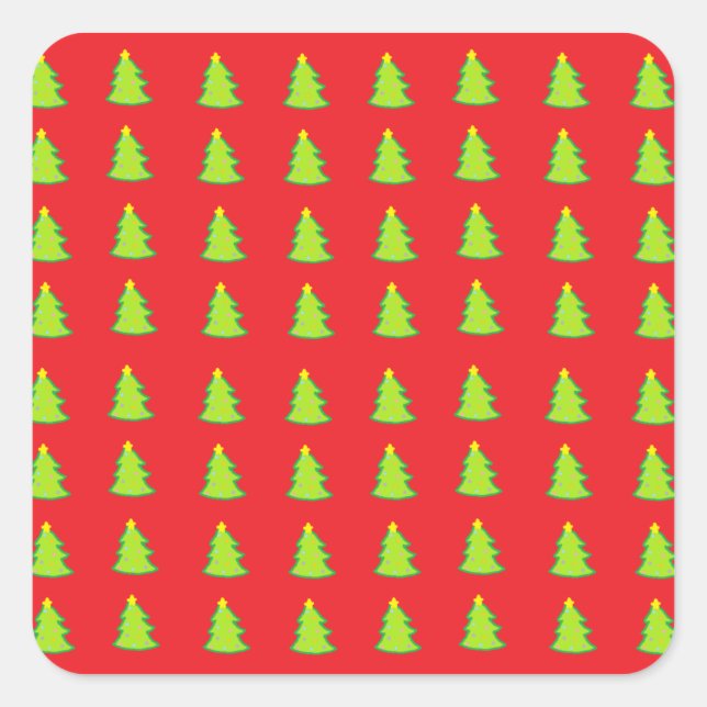 Christmas Tree Pattern Square Sticker (Front)