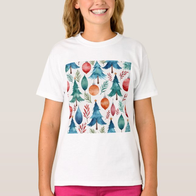 Christmas Tree Pattern T-Shirt (Front)