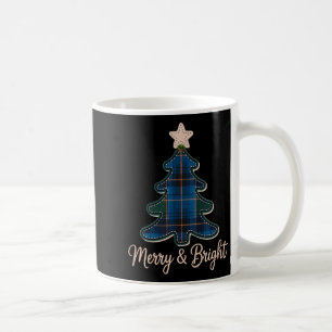 Christmas Tree Pattern Tartans Greens And Blue Pla Coffee Mug