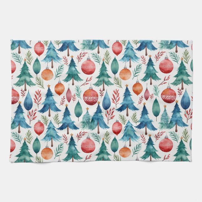 Christmas Tree Pattern Tea Towel (Horizontal)