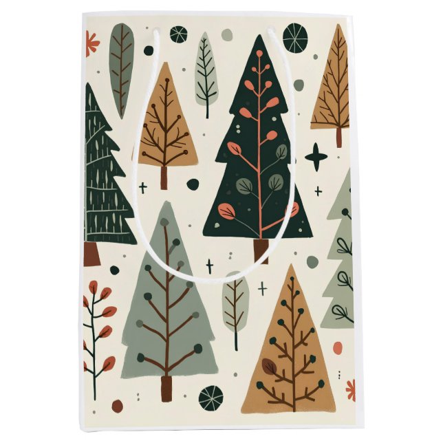  Christmas Tree Pattern vintage holiday  Medium Gift Bag (Front)
