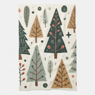 Christmas Tree Pattern vintage holiday  Tea Towel
