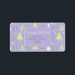 Christmas Tree Pattern Violet and Lime ID175 Label<br><div class="desc">This stylish address label design features an offset pattern of Christmas trees in different styles and modern colours of violet,  lime green and white. A template is provided to add a name and address,  holiday greeting or other text.Search ID175 to see other products with this design.</div>
