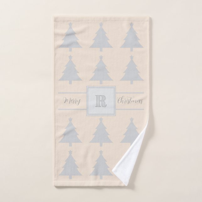 Christmas Tree Pattern With Custom Alphabet Bath Towel Set (Hand Towel)